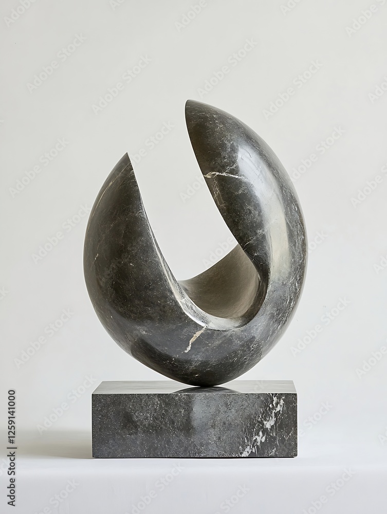 Poster Elegant Abstract Sculpture in Marble Displayed on a Simple Base : Generative AI