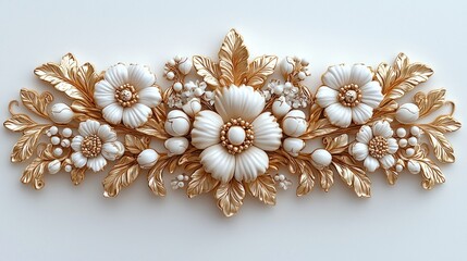 Fototapeta premium Elegant Gold and White Floral Decorative Ornament