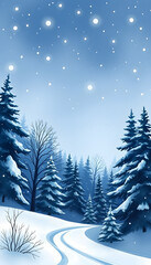 Obraz premium Winter background. Watercolor design element, pop-art. with white shades