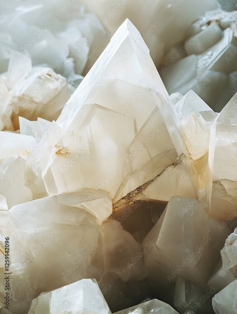 Aufkleber stunning close up of natural quartz crystals with intricate facets and light reflections : generativ