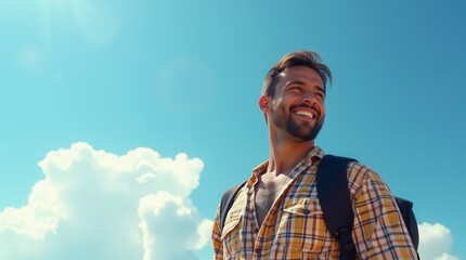 Happy Middle Eastern Man Smiling Outdoors on Sunny Day