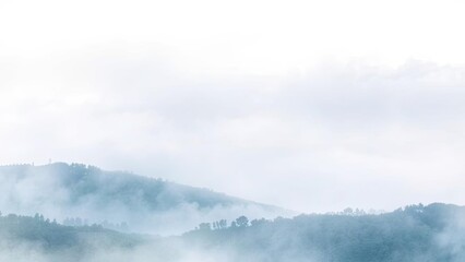 Fototapeta premium Misty Mountain Landscape Serene Foggy Hills Nature Scenery