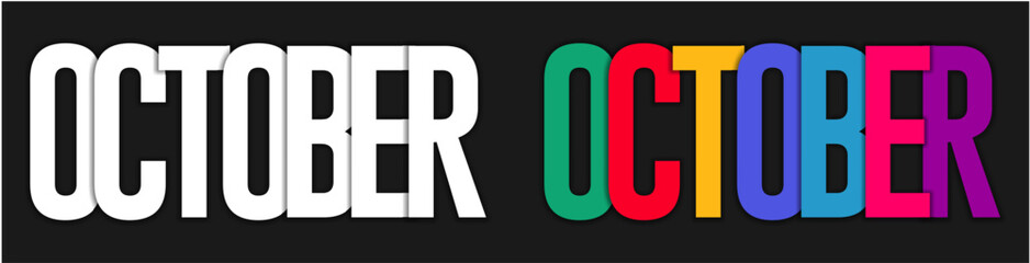 colorful typography october name of the month