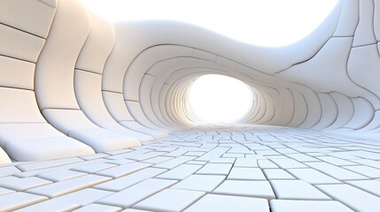 Abstract White Tunnel with Bright Light