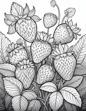 Ausmalbild Erdbeeren
