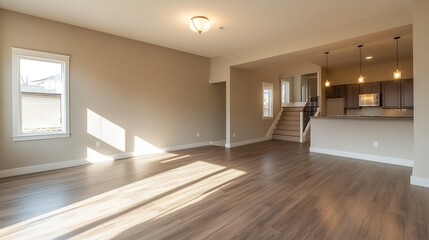 Fototapeta premium Bright and Spacious Empty Living Room with Natural Light and Modern Interior Design : Generative AI