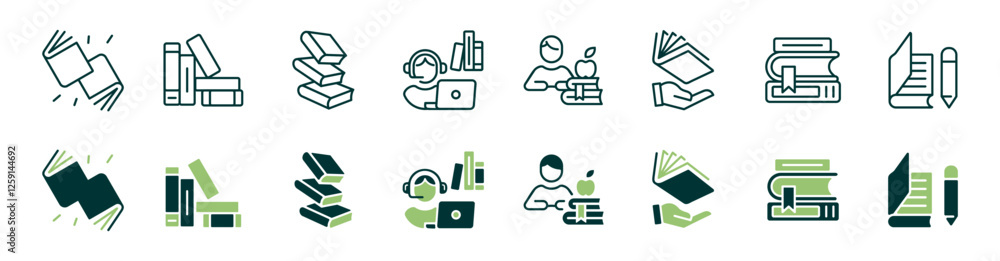 Aufkleber simple library education icon line set read book study learning signs vector illustration for web an