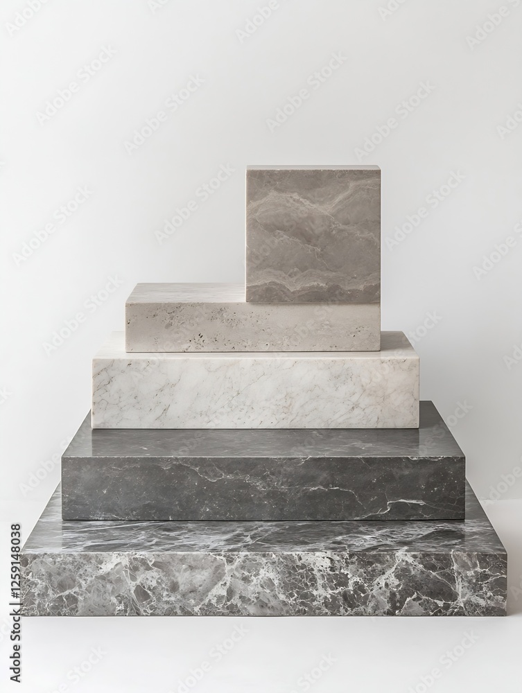 Aufkleber stylish and contemporary stacked marble blocks in various shades and textures : generative ai
