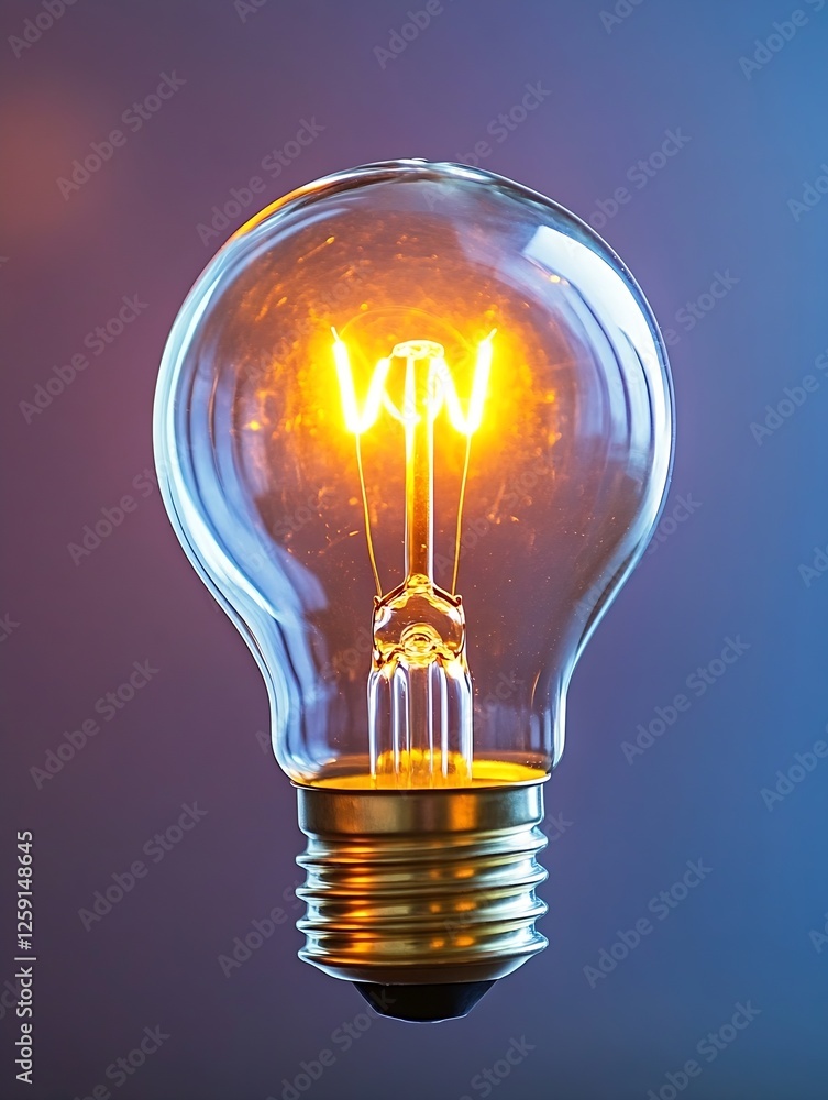 Poster Glowing vintage light bulb illuminated against a dark blue background creating an inviting and warm ambiance : Generative AI