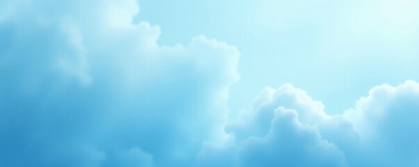 Soft light blue gradient background with abstract shapes resembling clouds and wisps of fog, serene, fog