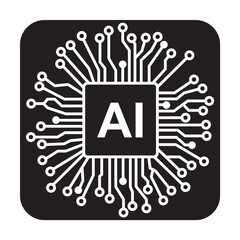 AI Chip and Digital Brain Icons – Innovation and Technology Concept, Futuristic AI Brain & Processor Icons – Tech-Inspired Vector, Artificial Intelligence Circuit Icon, Machine Learning