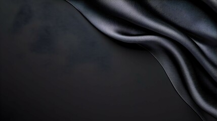 Fototapeta premium Dark Gray Fabric Draped on Black Background