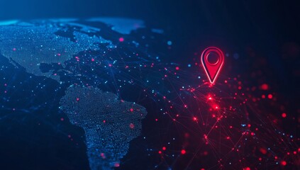 Global network with highlighted location
