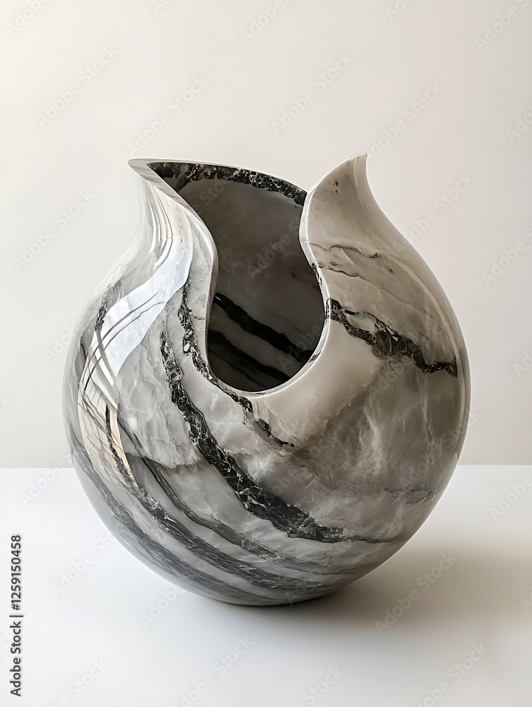 Fototapete artistic marble vase with unique curved shape and elegant natural patterns : generative ai