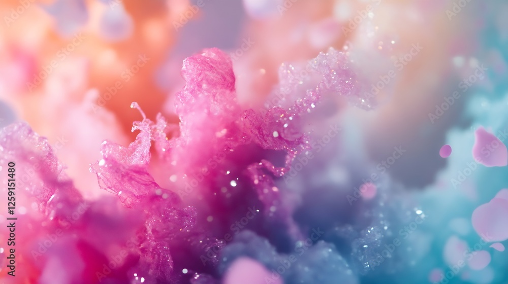Poster Colorful abstract image featuring dreamy textures with pink and blue tones and shimmering effects : Generative AI