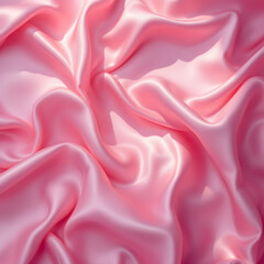 Obraz premium Elegant Pink Satin Fabric Textured Background with Smooth, Flowing Wrinkles and Layers