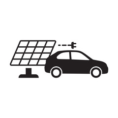 Electric Car and Charging Point Icons – Clean Energy, Electric Mobility Icons – Charging Stations and Renewable Energy
