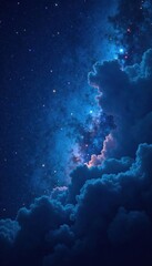 Space and stars in deep blue background, stars, universe, galaxy