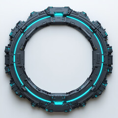 Naklejka premium Futuristic Circular Frame with Glowing Neon Blue Accents