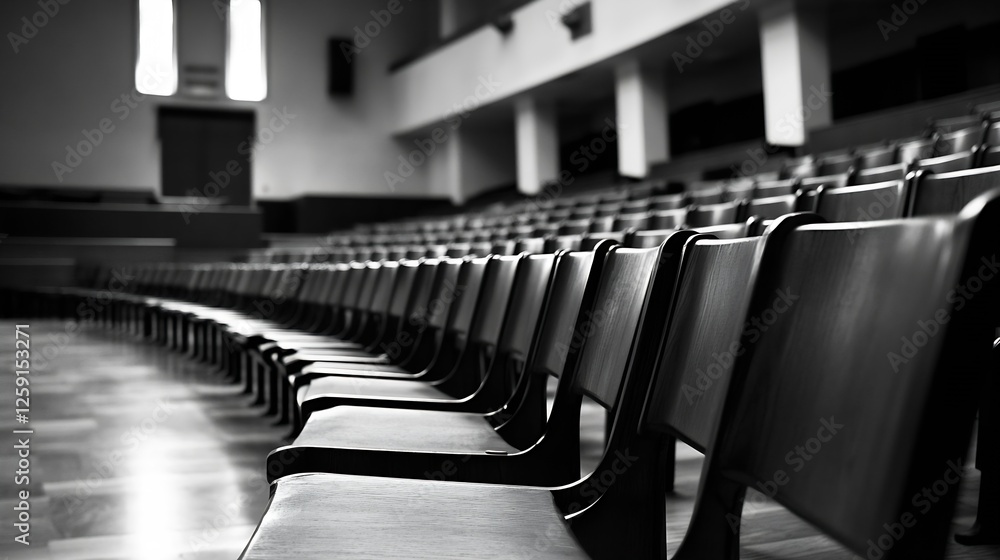 Poster empty rows of chairs in modern auditorium space for events and gatherings : generative ai