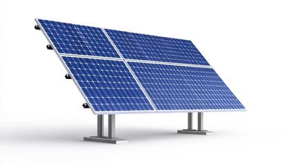 Angled Blue Solar Panel Array on White