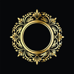 Vector decorative frame. Elegant element for design in Eastern style, place for text. Floral golden border. Lace illustration for invitations and greeting cards.
