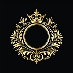 Vector decorative frame. Elegant element for design in Eastern style, place for text. Floral golden border. Lace illustration for invitations and greeting cards.
