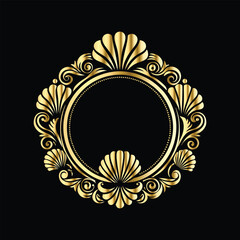 Vector decorative frame. Elegant element for design in Eastern style, place for text. Floral golden border. Lace illustration for invitations and greeting cards.
