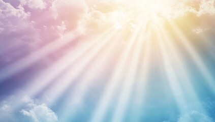 Fototapeta premium Radiant sunlight beams through pastel clouds
