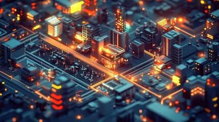 Obraz premium Futuristic Cityscape Illuminated With Neon Lights