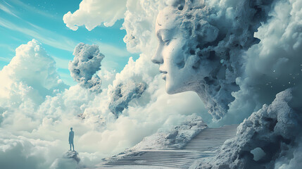 Dreams meet technical reality collide. Mindscape Collisions. Illustration