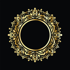 Vector decorative frame. Elegant element for design in Eastern style, place for text. Floral golden border. Lace illustration for invitations and greeting cards.
