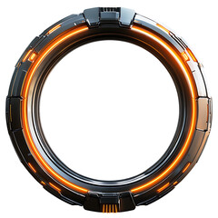 Obraz premium Futuristic Glowing Orange and Grey Metal Circle Frame