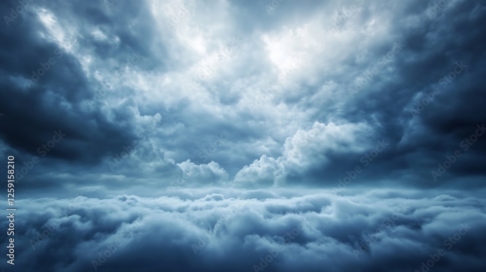 Aufkleber dramatic cloudy sky over serene horizon evoking depth and emotion : generative ai