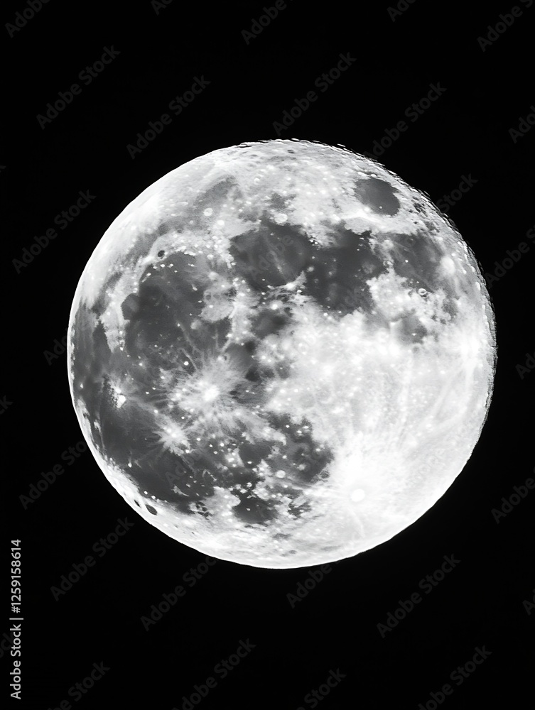 Aufkleber stunning close up of a full moon in clear night sky with detailed craters and brightness : generativ