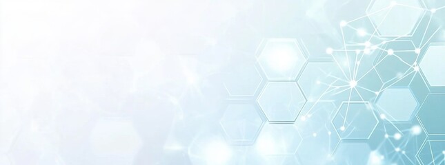 Abstract light blue hexagons network background
