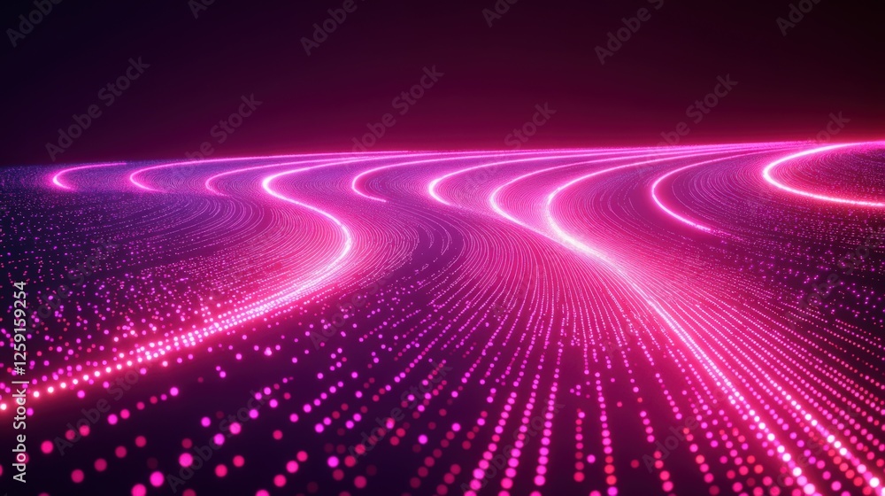 Aufkleber a dynamic flow of neon pink light patterns across a dark background, creating an ethereal and futuri