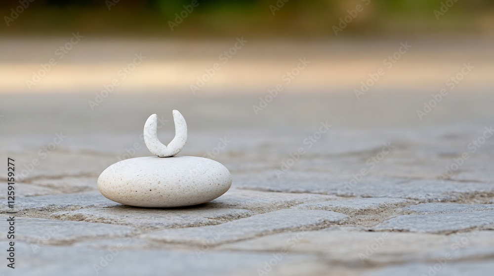 Aufkleber zen inspired minimalist stone sculpture on a calm surface representing meditation and balance : gene