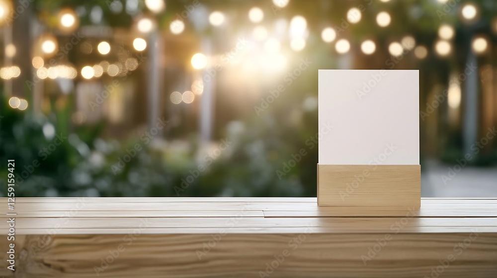 Poster modern blank signage display with warm bokeh lights in the background for creative design : generati