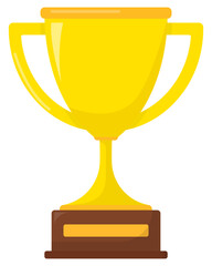 Trophy cup flat vector icon on white background.