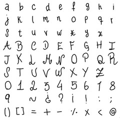 Ilustración sinHand-drawn alphabet, includes numbers and some symbols título