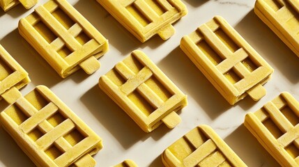 Golden Yellow Frozen Popsicles Arranged in Pattern