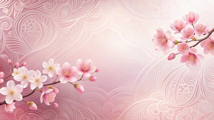 Delicate cherry blossom petal design on a soft pink background with intricate patterns and gentle curves , cherry blossom, petal pattern