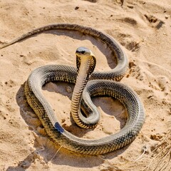 Obraz premium a cobra snake in the desert, AI generated