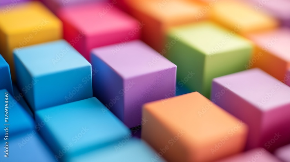 Aufkleber vibrant and colorful display of small building blocks for creativity : generative ai