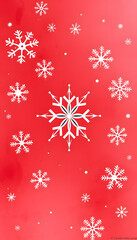 Christmas Background, Snowflakes, Star, Red Christmas Background, watercolor. with white shades