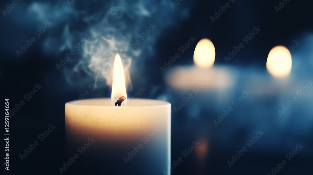 Aufkleber soft candle flame with smoke creating a serene and calming atmosphere : Generative AI