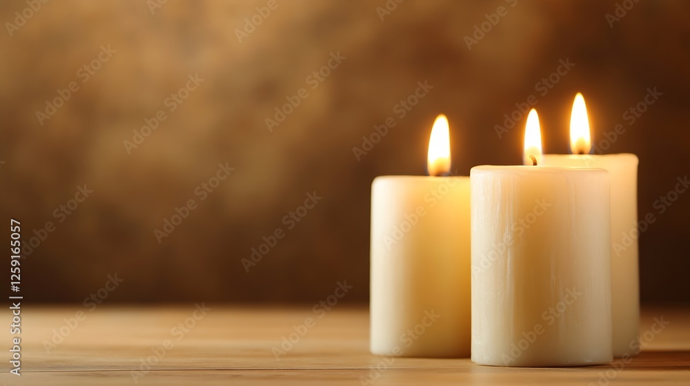 Aufkleber three flickering candles casting a warm glow perfect for relaxing ambiance : generative ai
