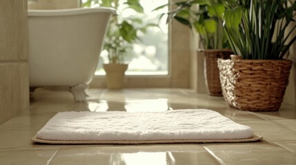 Relaxing bathroom scene home interior decorative content tranquil environment close-up view comfort and serenity