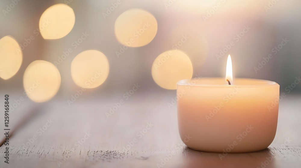 Leinwandbilder burning candle in a warm atmosphere creating a cozy vibe with glowing bokeh lights in the background
